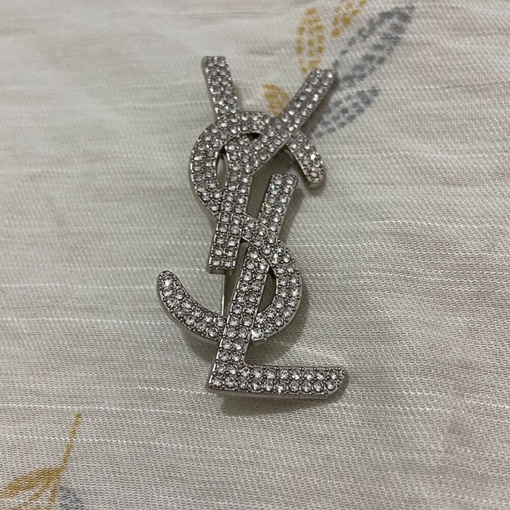 Yves Saint Laurent Silver Diamond Brooch